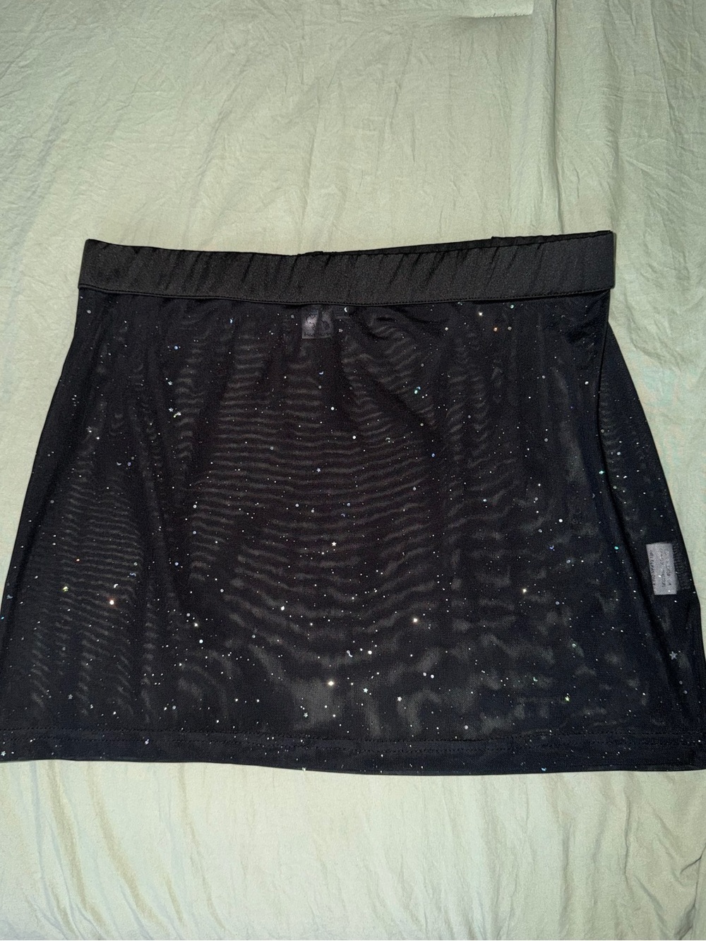 iHeartRaves Black Sparkle Mesh Skirt